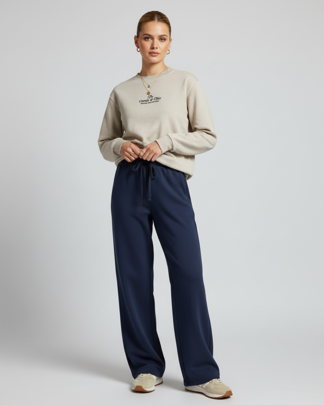 Calça Wide Leg (Azul Naval)