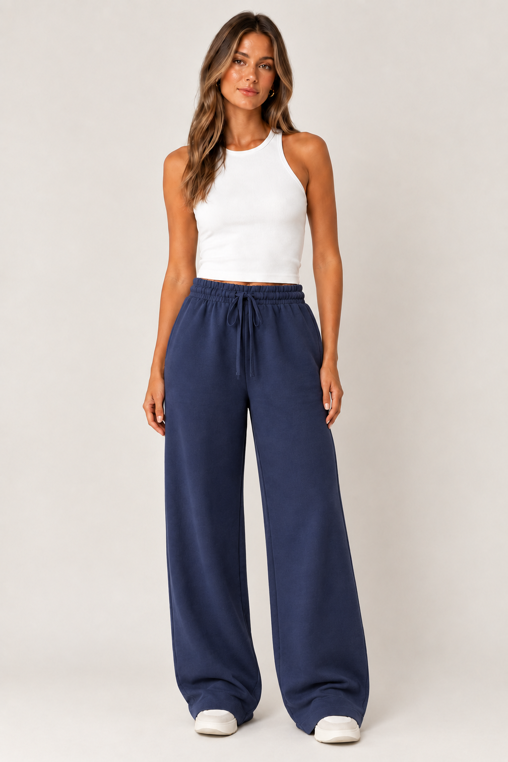 Calça Wide Leg (Azul Naval)