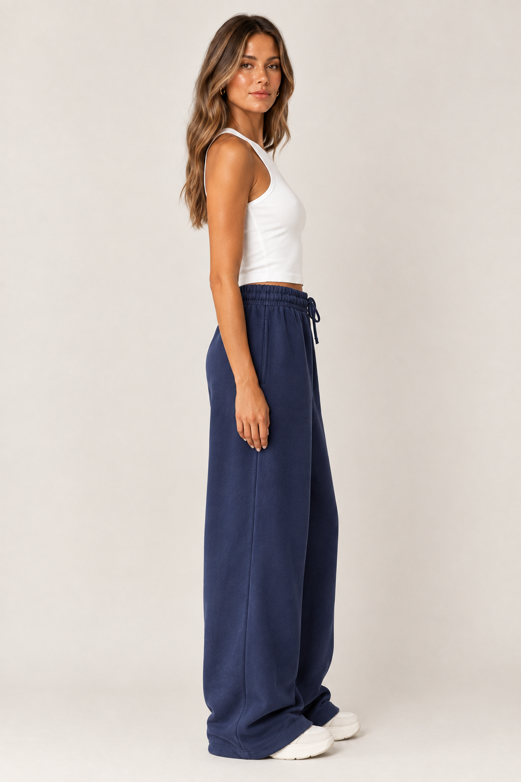 Calça Wide Leg (Azul Naval)