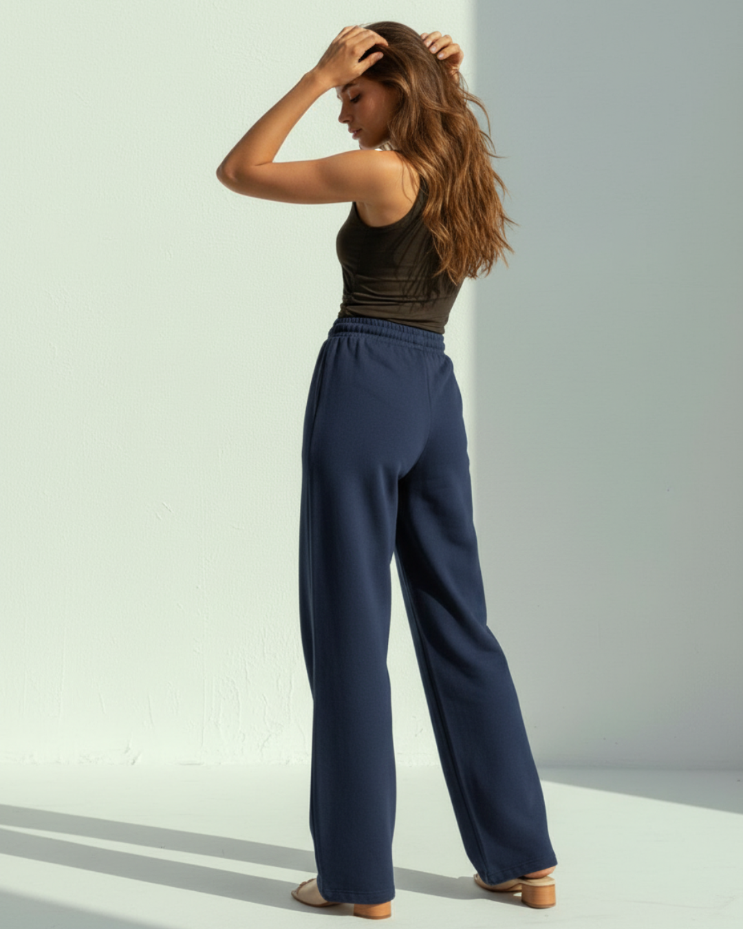 Calça Wide Leg (Azul Naval)